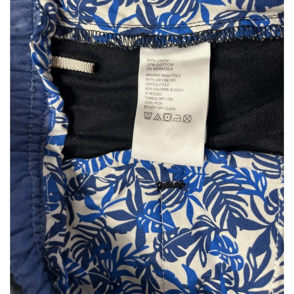 Tommy Bahama Boracay Pants Mens 3XL Big Blue Linen Blend Elastic Waist Trouser